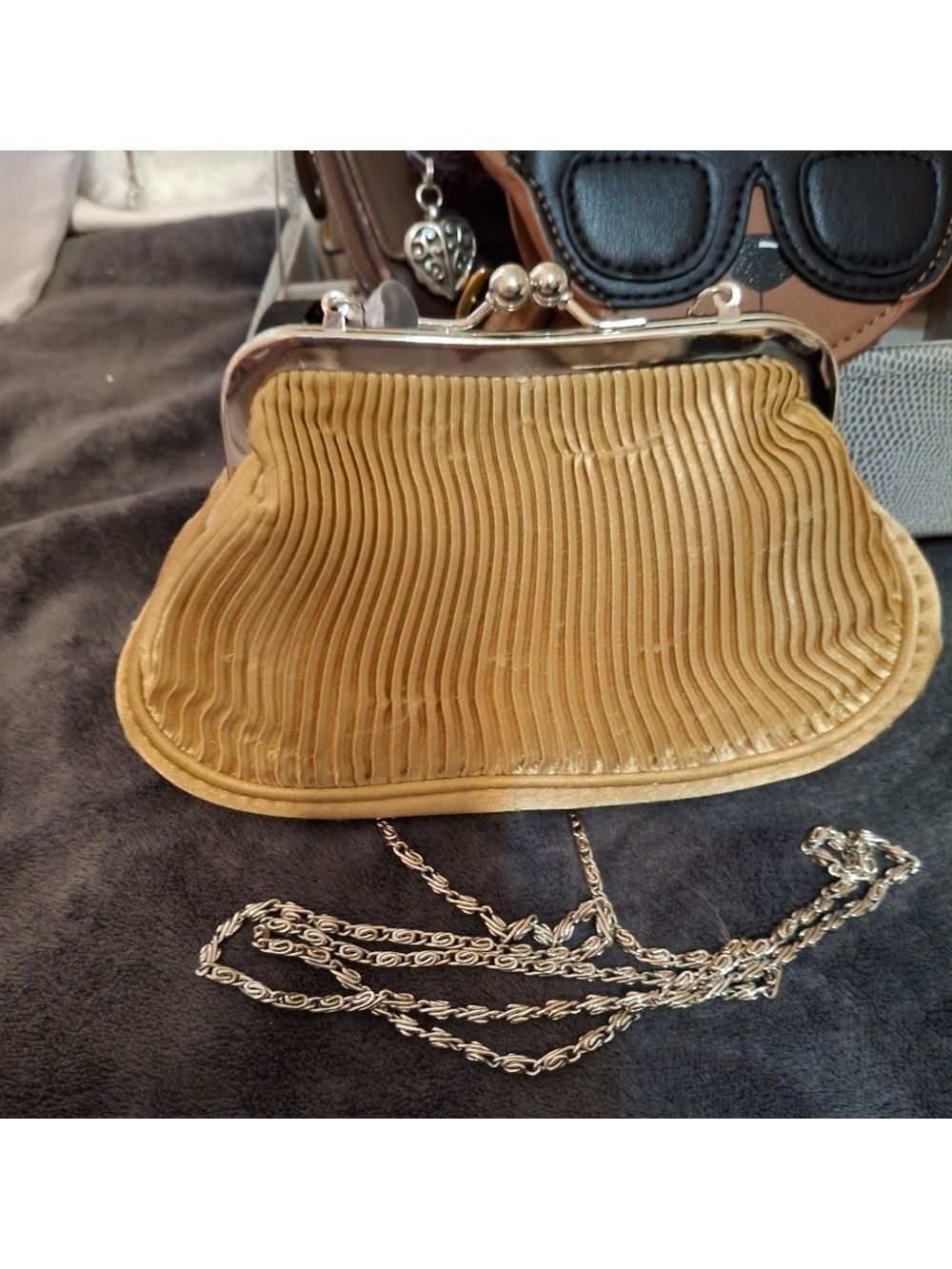 Vintage Bijoux Terner mustard color kisslock shoulder bag